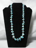 Magnificent Vintage Native American Navajo Chunky Dunky Turquoise Sterling Silver Necklace-Nativo Arts