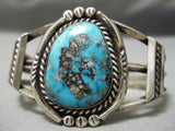 Opulent Vintage Native American Navajo Old Morenci Turquoise Sterling Silver Bracelet Old-Nativo Arts