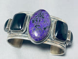 Best Vintage Native American Navajo Sugulite Jet Sterling Silver Bracelet Cuff-Nativo Arts