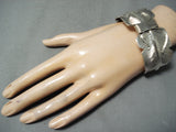 Heavy Intricate Hand Tooled Vintage Native American Navajo Sterling Silver Bracelet-Nativo Arts