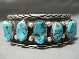 Heavy Classic Authentic Vintage Native American Navajo Turquoise Sterling Silver Bracelet Old-Nativo Arts