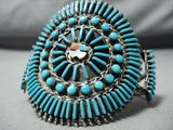 One Of The Most Unique Vintage Navajo/ Zuni Turquoise Sterling Silver Bracelet-Nativo Arts