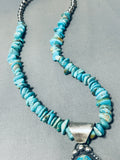 Signed Huge Double Turquoise Native American Navajo Sterling Silver Heishi Necklace-Nativo Arts