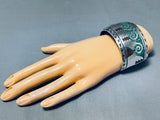 Juan Singer Signed Fabulous Vintage Native American Navajo Turquoise Sterling Silver Bracelet-Nativo Arts