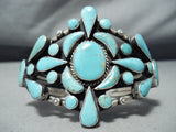 Awesome Vintage Navajo Native American Turquoise Sterling Silver Bracelet Old-Nativo Arts