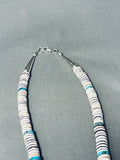 Native American One Of The Most Unique Santo Domingo Turquoise Shell Sterling Silver Necklace-Nativo Arts