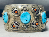 Bigbear Footprints Vintage Native American Navajo Turquoise Sterling Silver Bracelet-Nativo Arts