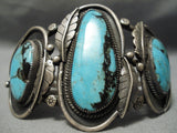 One Best Vintage Native American Navajo Blue Diamond Turquoise Sterling Silver Bracelet-Nativo Arts