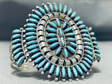 Breathtaking Vintage Native American Navajo Blue Gem Turquoise Cluster Sterling Silver Bracelet-Nativo Arts