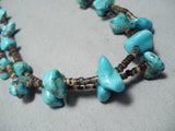 Native American Marvelous Vintage Santo Domingo Kingman Turquoise Sterling Silver Necklace Old-Nativo Arts