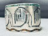 Desert Mountains Vintage Native American Navajo Turquoise Inlay Sterling Silver Bracelet-Nativo Arts