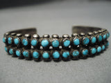 One Of The Best Vintage Native American Zuni Snke Eyes Turquoise Sterling Silver Bracelet Old-Nativo Arts