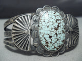 Prime Example Early Vintage Native American Navajo Domed #8 Turquoise Sterling Silver Bracelet-Nativo Arts