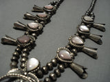 Exquisite Vintage Native American Navajo Sterling Silver Pearl Squash Blossom Necklace-Nativo Arts