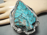 Albert Platero Vintage Leaf Turquoise Native American Navajo Sterling Silver Bracelet-Nativo Arts