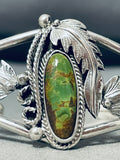 Intricate Leaf Vintage Native American Navajo Royston Turquoise Sterling Silver Bracelet-Nativo Arts