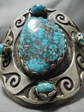 Opulent Vintage Native American Navajo Hopi Native American Navajo Turquoise Geomtric Sterling Silver Bracelet-Nativo Arts