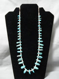Rare Early Deposit Turquoise Vintage Native American Navajo White Heishi Necklace Old-Nativo Arts