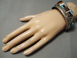 One Of Best Vintage Native American Navajo John Mike Turquoise Sterling Silver Bracelet Old-Nativo Arts