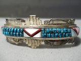 One Of Most Detailed Vintage Native American Navajo Turquoise Sterling Silver Bracelet Old-Nativo Arts