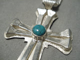 Native American Rare Vintage Ben Nighthorse Campbell Sterling Silver Turquoise Cross Necklace-Nativo Arts