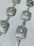 Breathtaking Vintage Native American Navajo Blue Gem Turquoise Sterling Silver Concho Belt-Nativo Arts