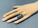 Brilliant Vintage Native American Navajo Morenci Turquoise Sterling Silver Ring-Nativo Arts