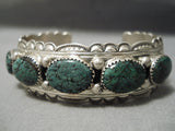 Very Rare Vintage Native American Navajo Green Red Mountain Turquoise Sterling Silver Bracelet-Nativo Arts