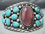 Astounding Native American Navajo Turquoise & Purple Spiny Oyster Sterling Silver Bracelet-Nativo Arts