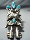Huge Katsina Navajo Turquoise Sterling Silver Ring Native American-Nativo Arts