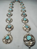 Heaviest 520 Gram Vintage Native American Navajo Turquoise Sterling Silver Link Concho Belt Old-Nativo Arts