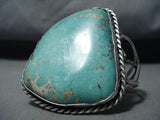 Jo Tso Fascinating Native American Navajo Turquoise Sterling Silver Huge Bracelet-Nativo Arts