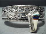 Inlay Master Vintage Native American Navajo Turquoise Sterling Silver Bracelet Cuff-Nativo Arts