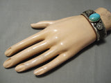 Magnificent Vintage Native American Navajo Blue Gem Turquoise Sterling Silver Bracelet Cuff-Nativo Arts