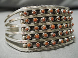 Amazing Zuni Native American Sterling Silver Coral Bracelet Cuff-Nativo Arts