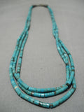 Museum Quality Vintage Native American Navajo Turquoise Heishi Sterling Silver Necklace Old-Nativo Arts