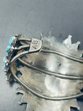 Museum Quality Vintage Native American Navajo Outside Signed Turquoise Sterling Silver Bracelet-Nativo Arts