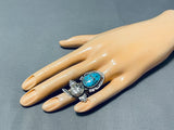 Kachina Spiderweb Native American Navajo Turquoise Sterliung Silver Detail Ring-Nativo Arts