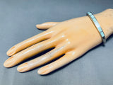 Elegant Vintage Native American Zuni Inlay Blue Gem Turquoise Sterling Silver Bracelet-Nativo Arts