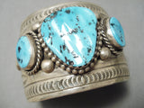 Big Best Vintage Native American Navajo Natural Turquoise Sterling Silver Bracelet Cuff Old-Nativo Arts