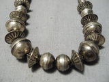 One Of The Best Vintage Native American Navajo Hand Wrought Sterling Silver Bead Necklace Old-Nativo Arts