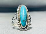 Classic Vintage Native American Navajo Old Kingman Turquoise Sterling Silver Ring-Nativo Arts