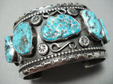 Heavy Husky Men's Vintage Native American Navajo Turquoise Sterling Silver Bracelet-Nativo Arts