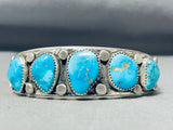 Fabulous Vintage Native American Navajo Kingman Turquoise Sterling Silver Bracelet-Nativo Arts