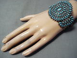 Amazing Vintage Native American Navajo Turquoise Cluster Sterling Silver Bracelet Old-Nativo Arts