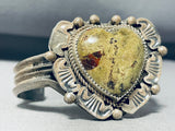 Very Rare San Felipe Green Jasper Heart Sterling Silver Bracelet Cuff-Nativo Arts