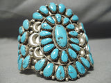 Tremendous Vintage Native American Navajo Teardrop Cluster Turquoise Sterling Silver Bracelet-Nativo Arts
