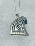 Native American Polyquaptewa Vintage Hop Sterling Silver Eagle Necklace Old-Nativo Arts
