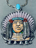 Native American Important Francisco Gomez Turquoise Chief Sterling Silver Coral Necklace-Nativo Arts