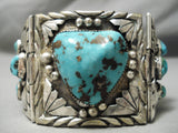 One Of Biggest Best Vintage Native American Navajo Turquoise Sterling Silver Link Bracelet-Nativo Arts